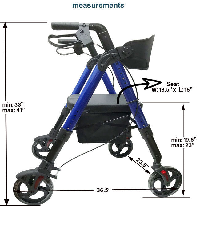 Déambulateur bariatrique pliable en aluminium , BLEU